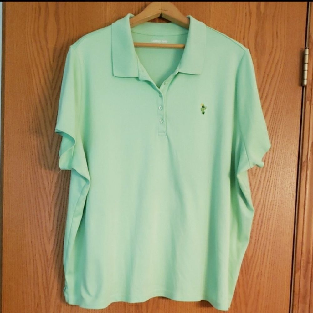 Lands' End Ladies Mint Green Cactus Golf Polo Sz 3X (24W-26W)